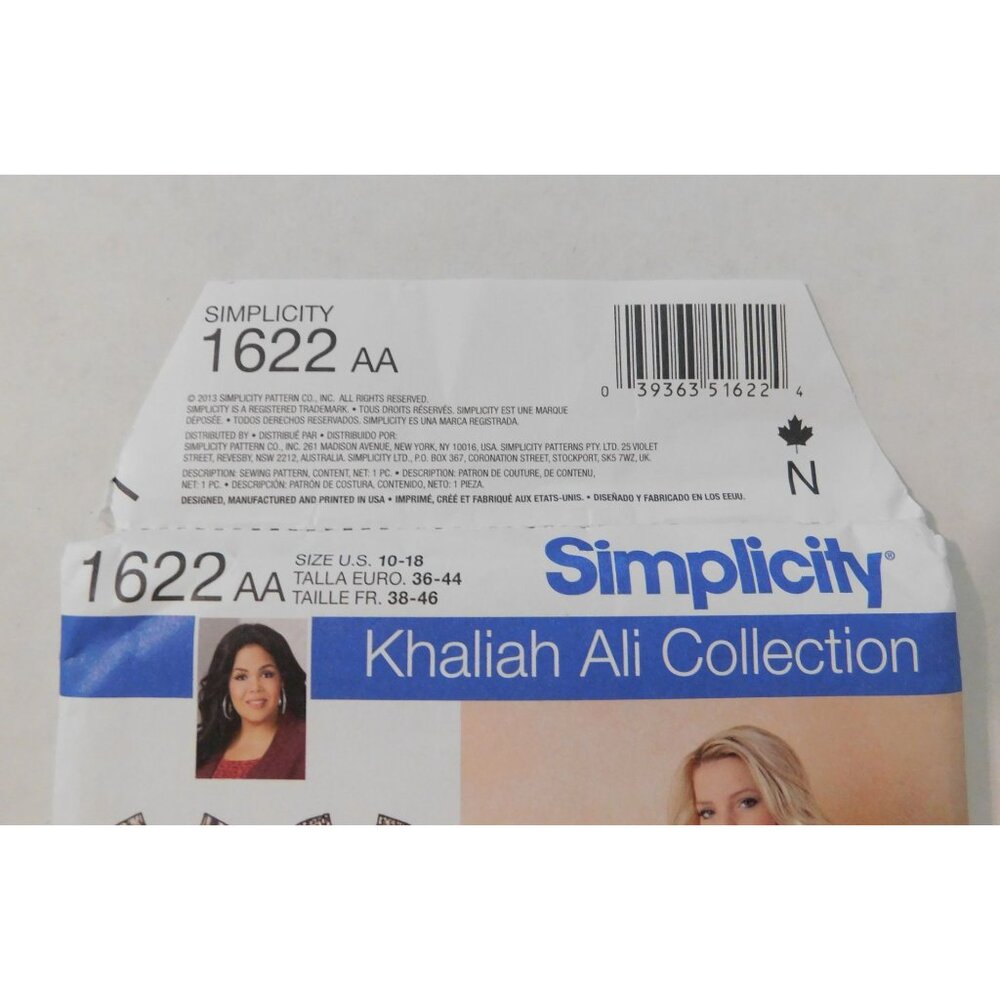 Simplicity 1622 Khaliah Ali Dress Tunic Top Pants Sizes 10 - 18 Sewing Pattern - Picture 2 of 4